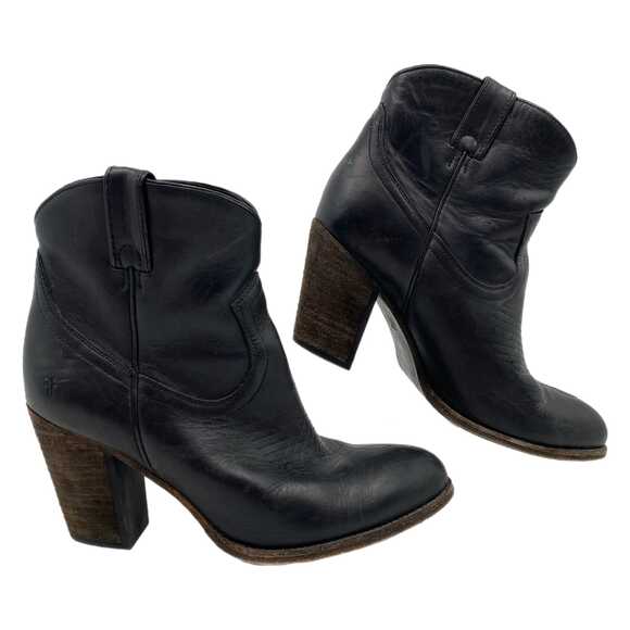 Frye Shoes - Frye Black Heeled Boots Almond Toe High Block Heel | Womens 10